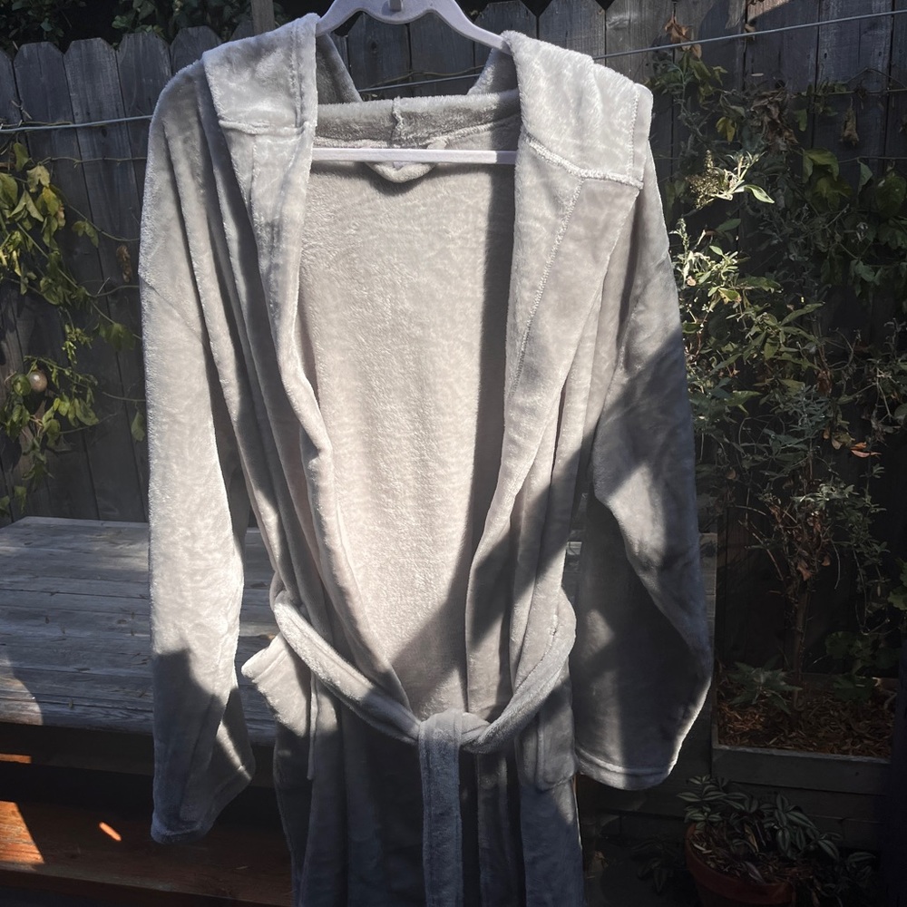 Cozy Gray Hooded Robe